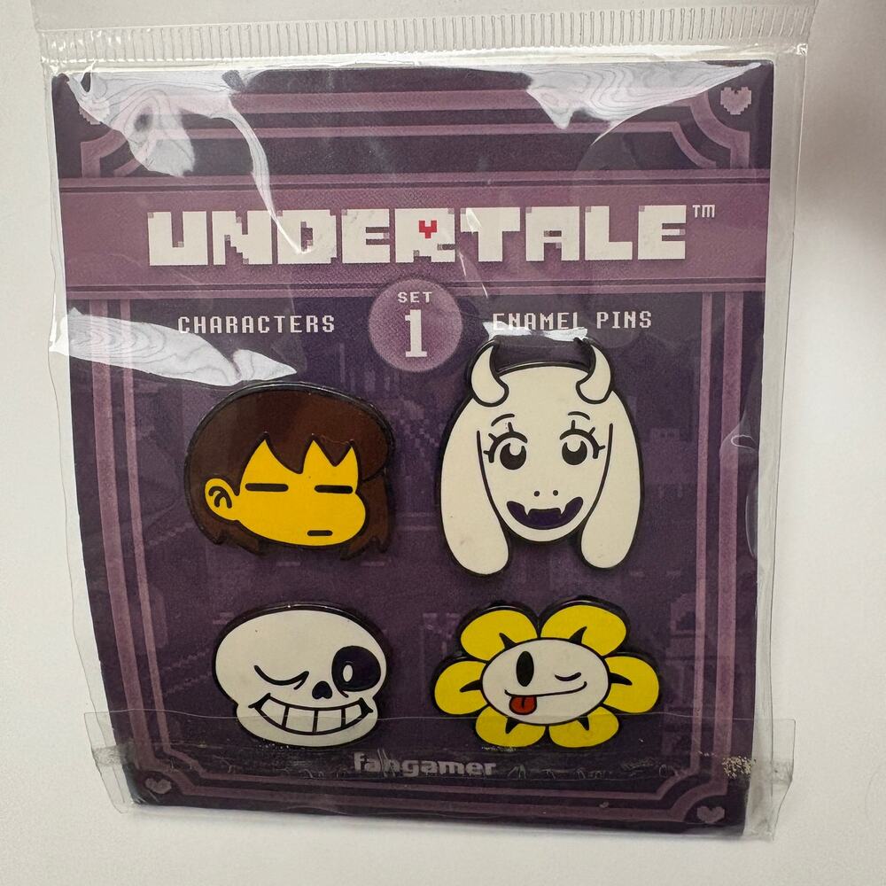 UNDERTALE Characters Enamel Pin Set #1 Sans Toriel Flowey Frisk 4x Badges NWT